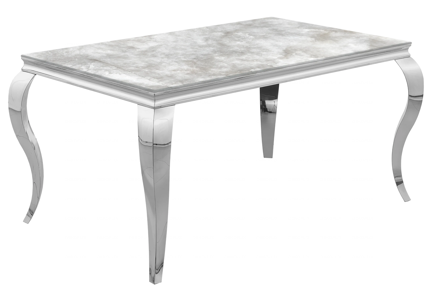 Table marbre beige et chaises velours beige argent – NEO New Design