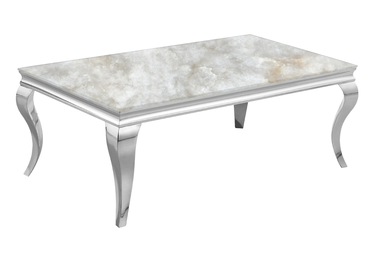 Table marbre beige et chaises velours beige argent – NEO New Design