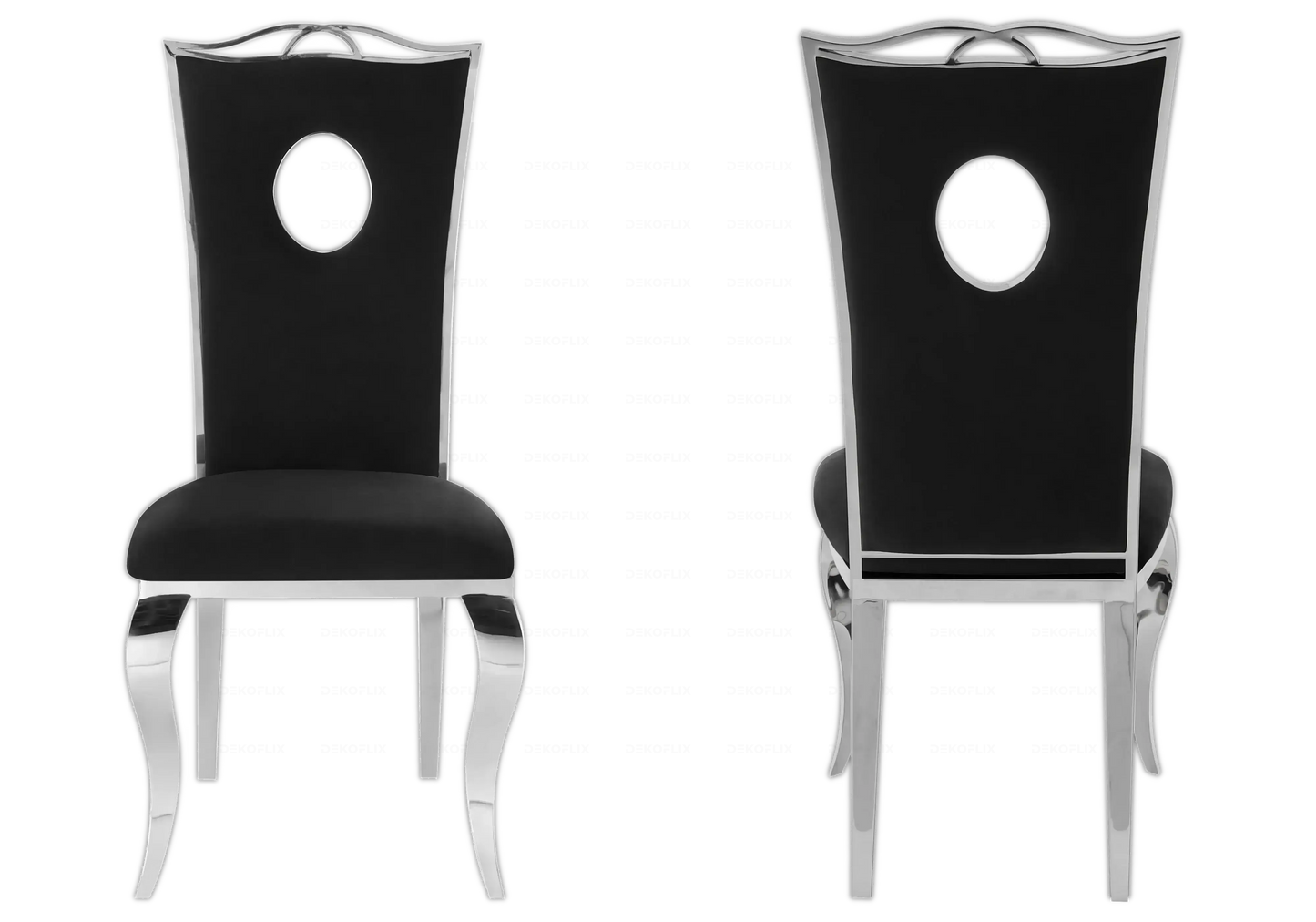 Table marbre gris et chaises velours noir argent – NEO New Design
