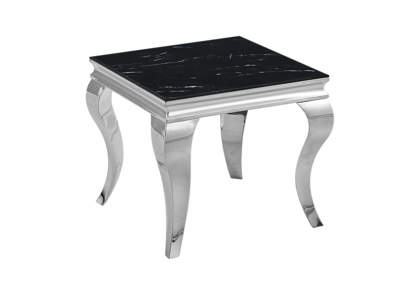 Table marbre noir et chaises velours beige argent – NEO New Design