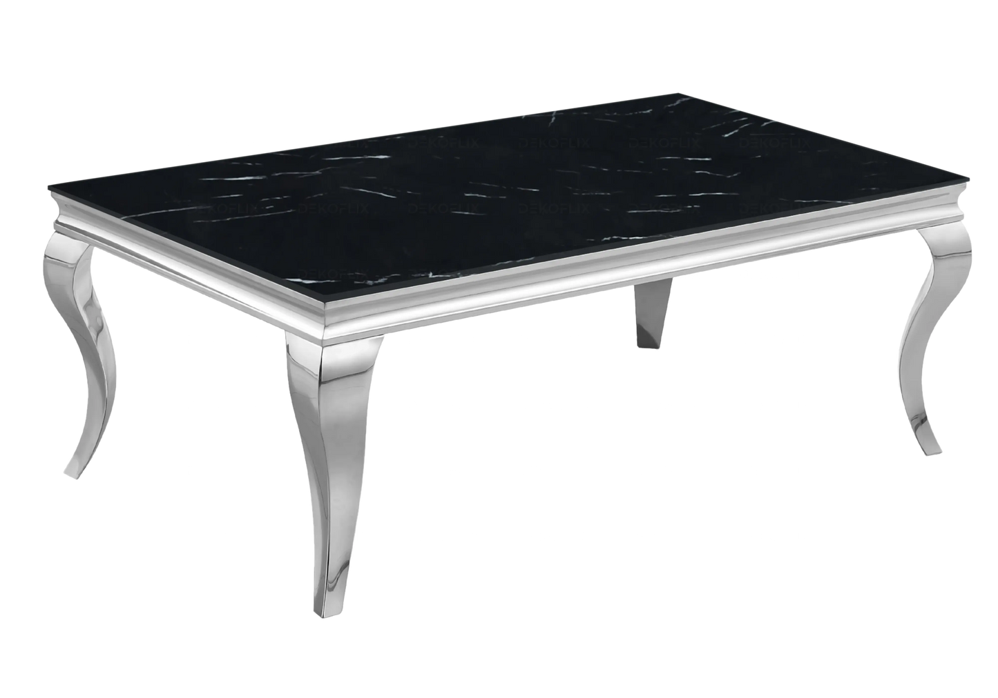 Table marbre noir et chaises velours beige argent – NEO New Design
