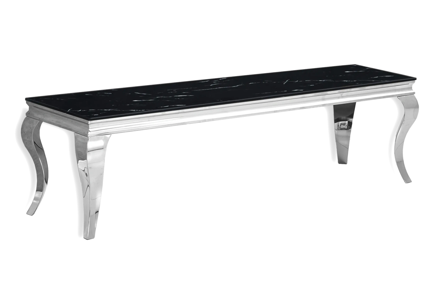 Table marbre noir et chaises velours beige argent – NEO New Design