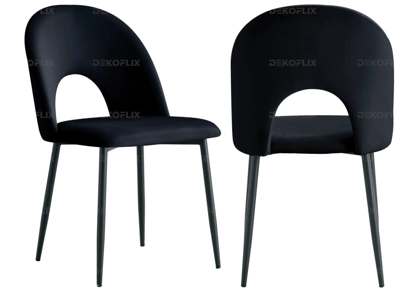 Table noire marbre blanc et chaises noires CLARA New Design