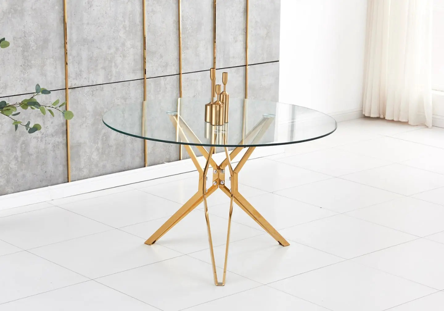 Table ronde doré verre trempé IVA New Design