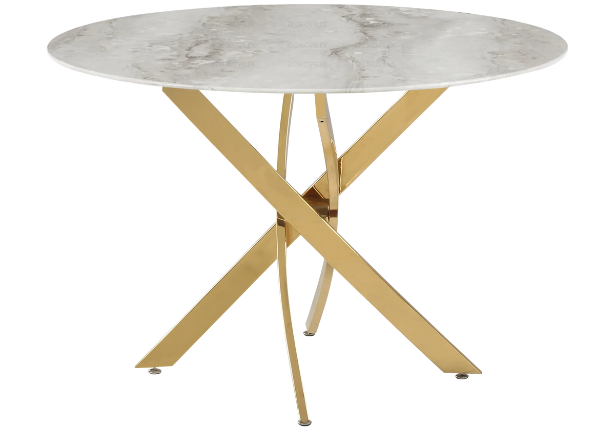 Table ronde dorée marbre gris JOY New Design