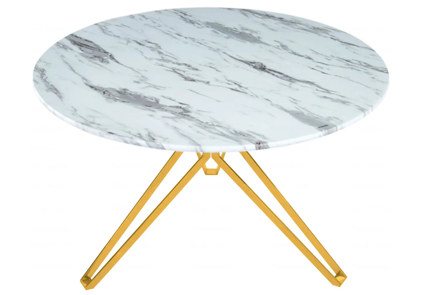 Table ronde marbre blanc dorée IVA New Design