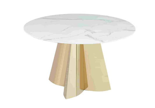 Table ronde marbre blanc dorée MOLLY - DEKOFLIX
