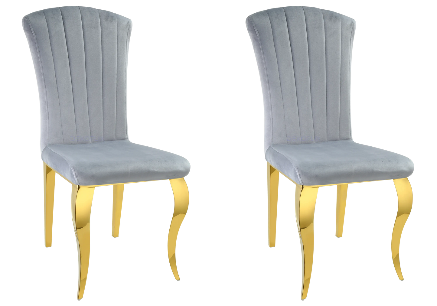 Table ronde marbre blanc et chaises gris dorée – NEO New Design