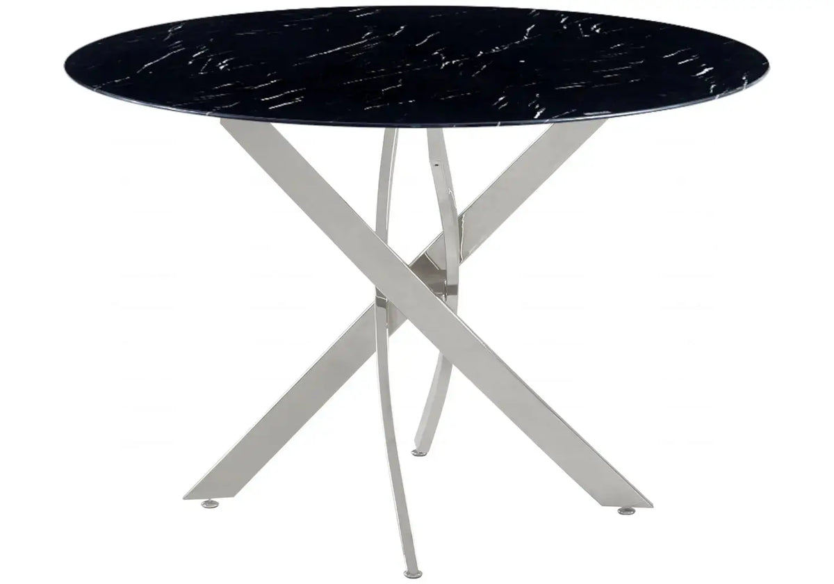Ensemble table chaise ronde marbre noir JOY - DEKOFLIX