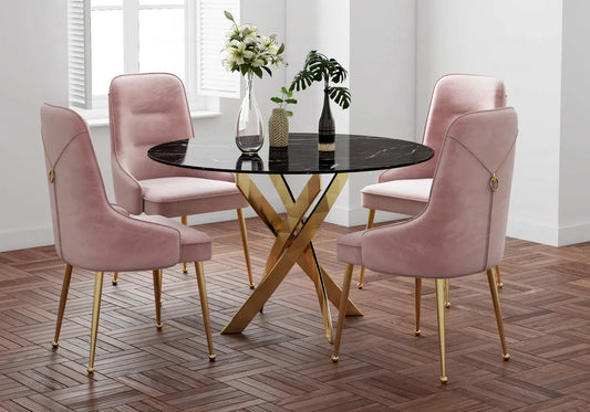 Table ronde marbre noir dorée JOY New Design