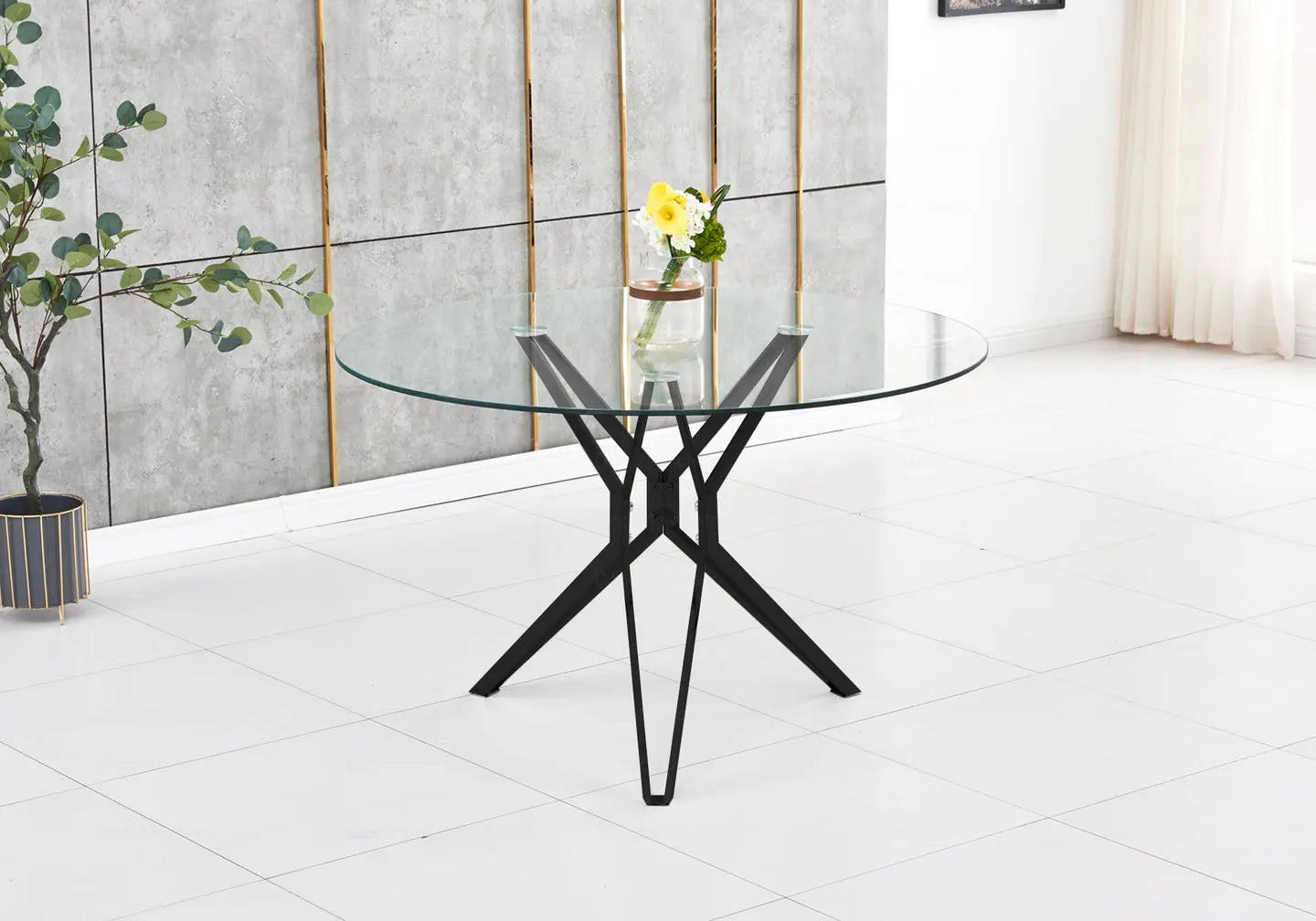 Table ronde noire verre trempé IVA New Design