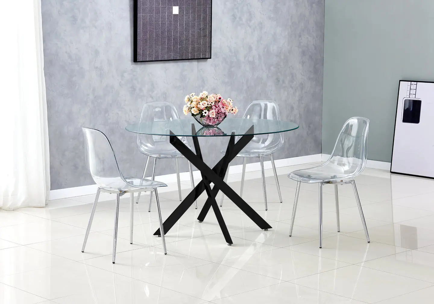Table ronde noire verre trempé JOY New Design