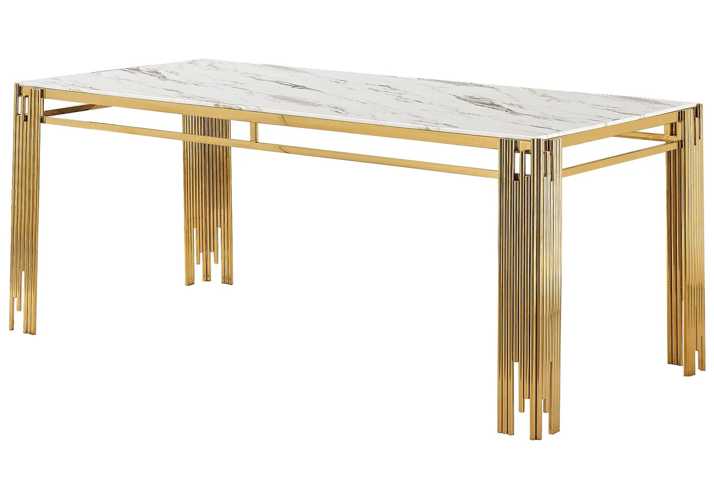 Table salle à manger dorée marbre blanc EVE New Design