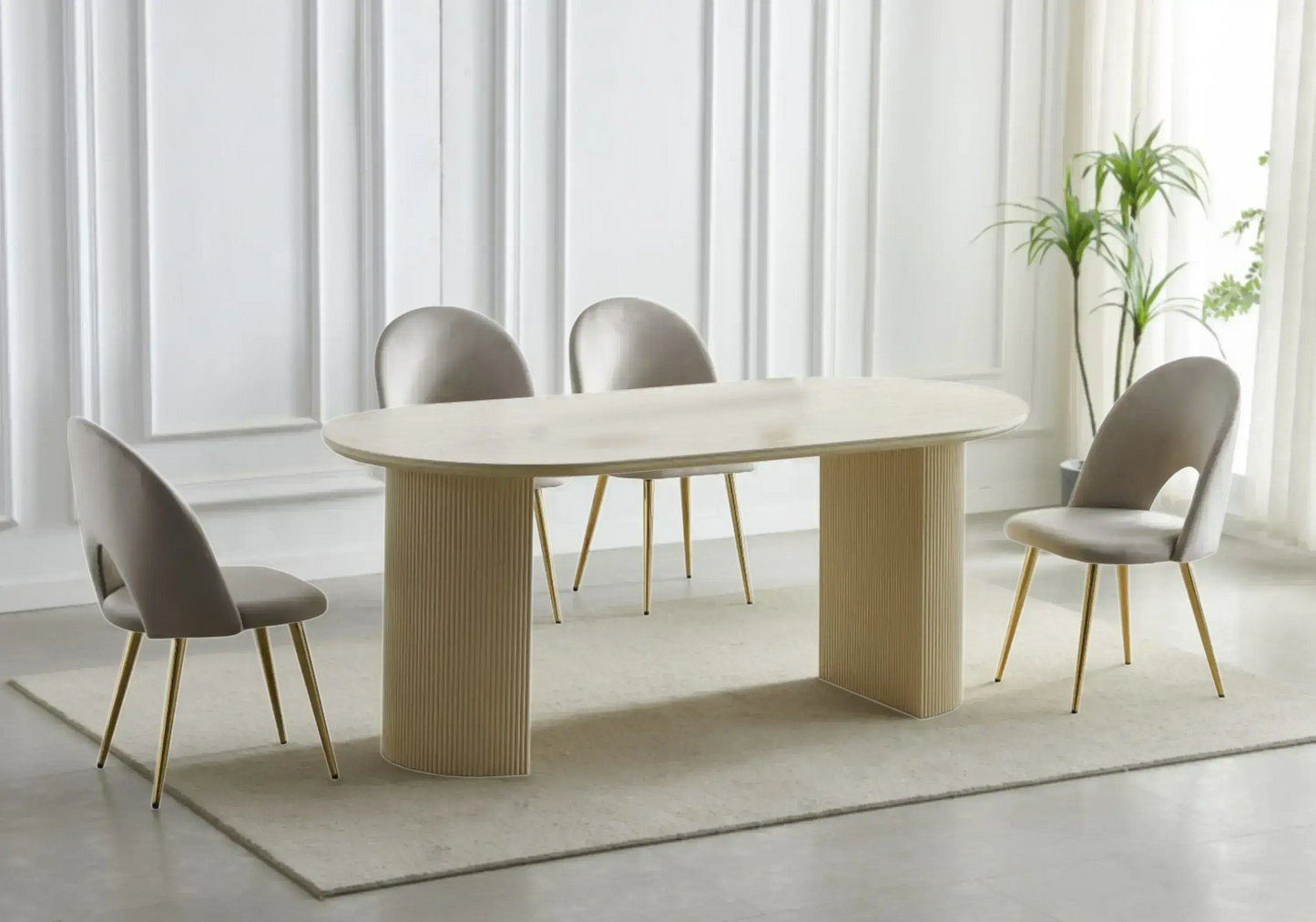 Buffet travertin beige ovale design ovale – TERRA Galerie du Mobilier