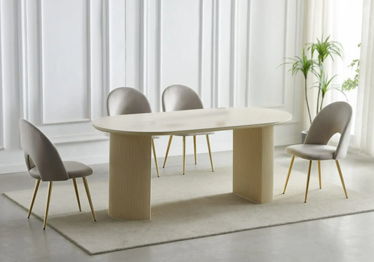 Buffet travertin beige ovale design ovale – TERRA Galerie du Mobilier