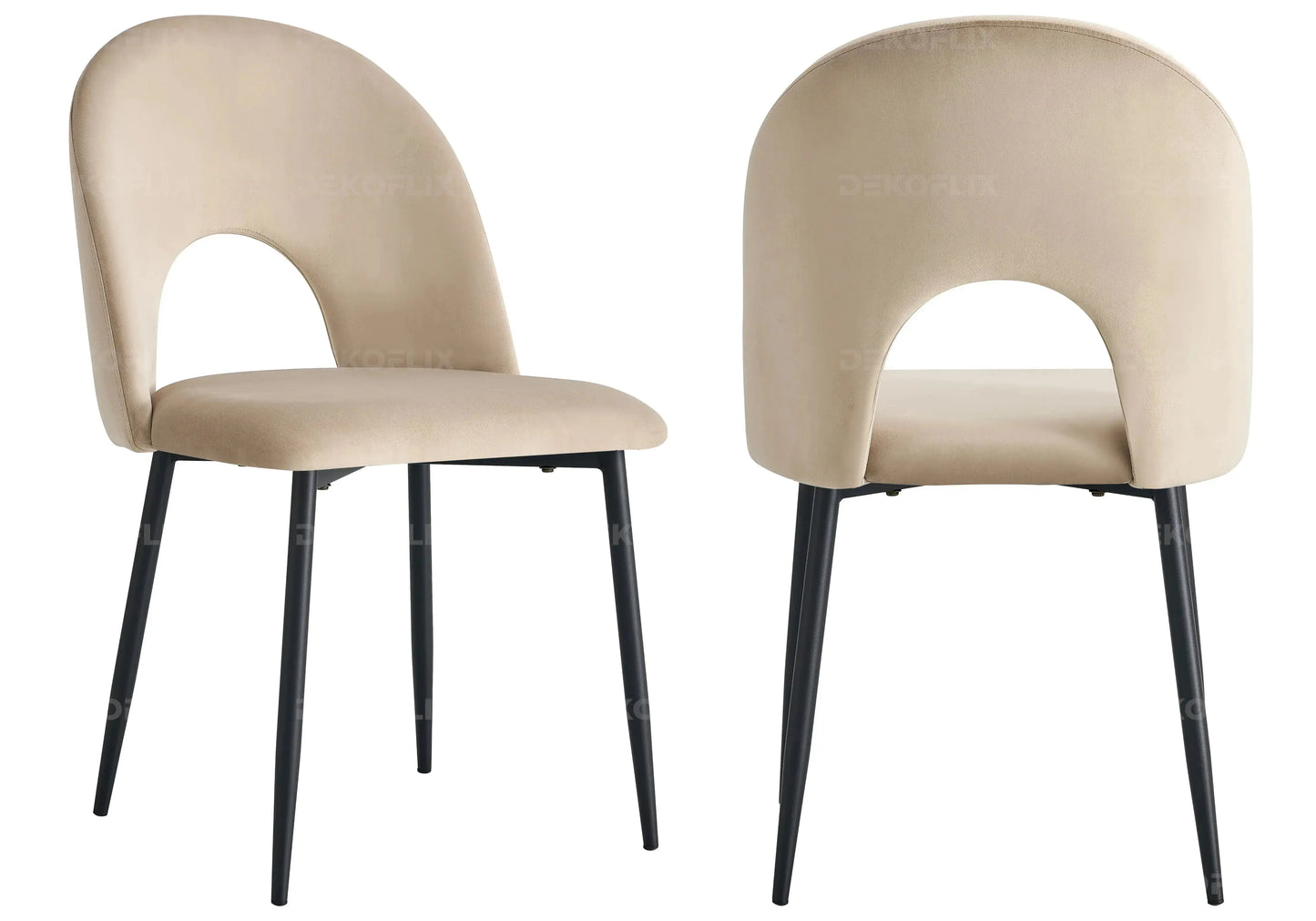 Chaises noire velours taupe TALIA (lot de 4) New Design