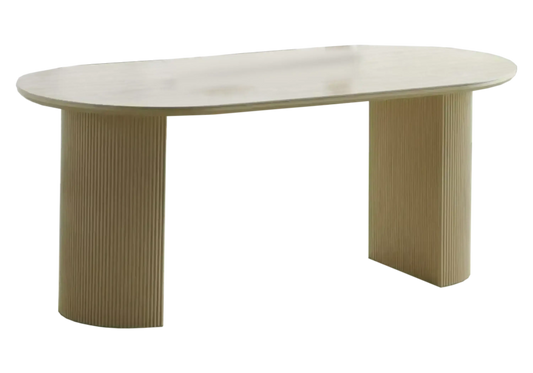 Buffet travertin beige ovale design ovale – TERRA Galerie du Mobilier