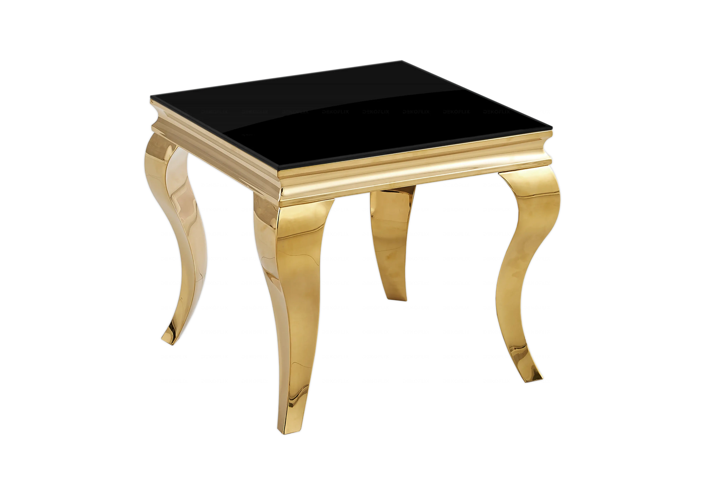 Table verre noir et chaises velours gris doré – NEO New Design