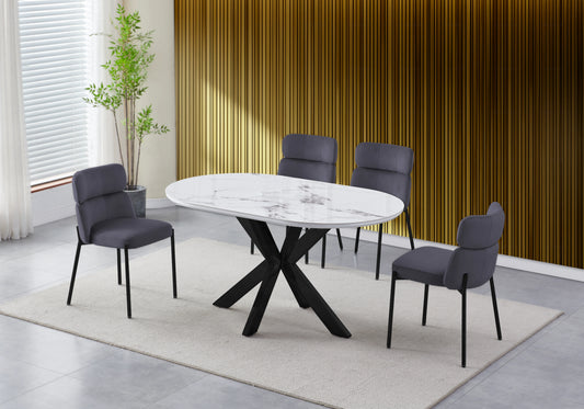 Chaises Velours Gris Pieds Noirs NORA – Lot de 4 - DEKOFLIX