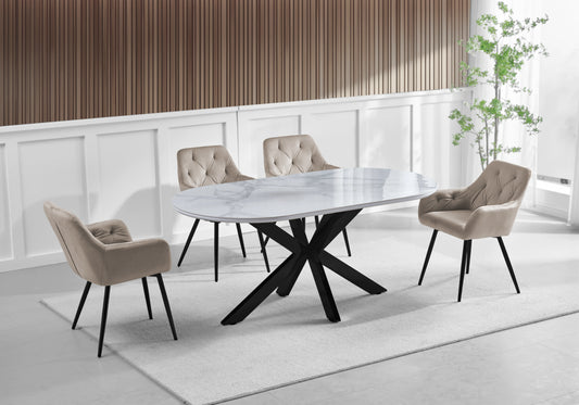 Chaises Capitonnées Velours Taupe LIORA - Lot de 2 - DEKOFLIX