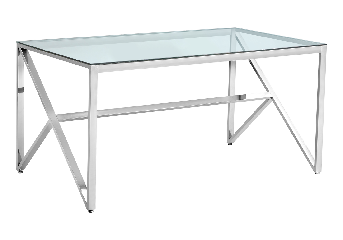 Table en verre et 6 chaises simili-cuir argent – Jessy
