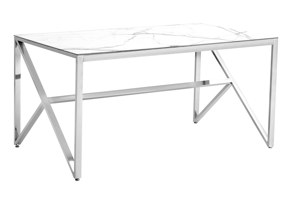 Table marbre blanc et 6 chaises croco argent – Jessy