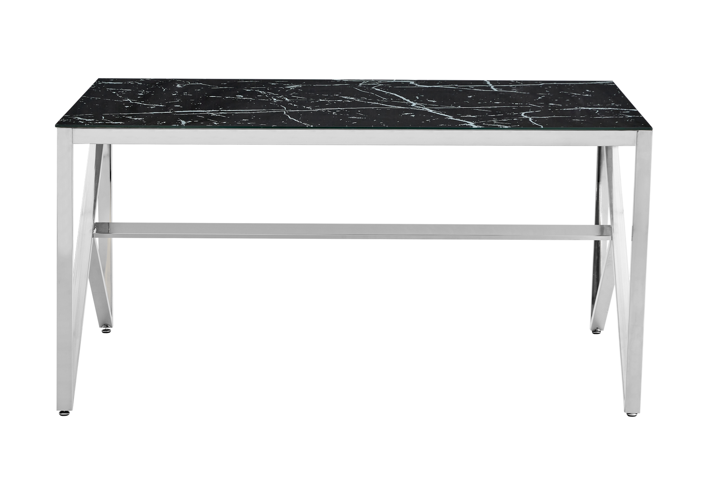 Table à manger argentée marbre noir – Jessy