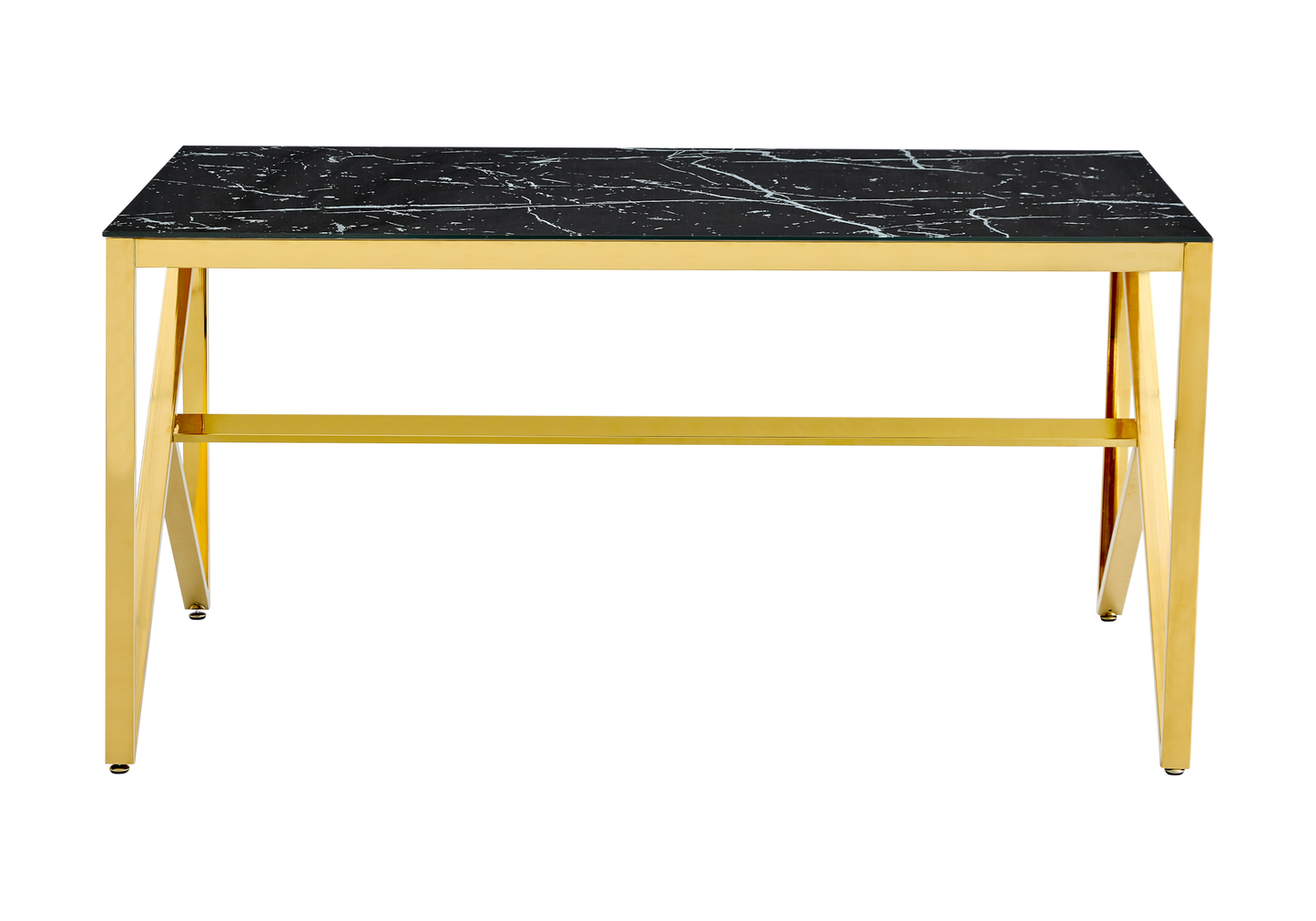 Table à manger dorée marbre noir – Jessy