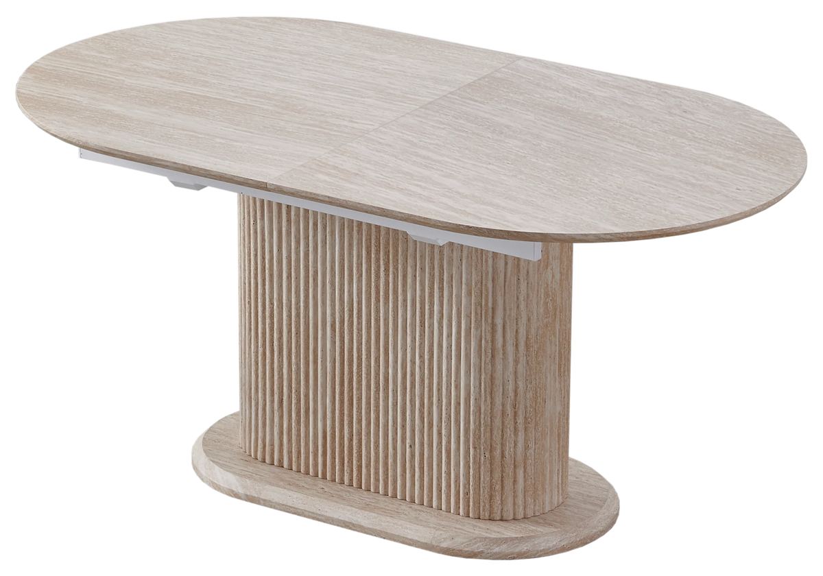 Table à manger extensible ovale travertin - Inaya