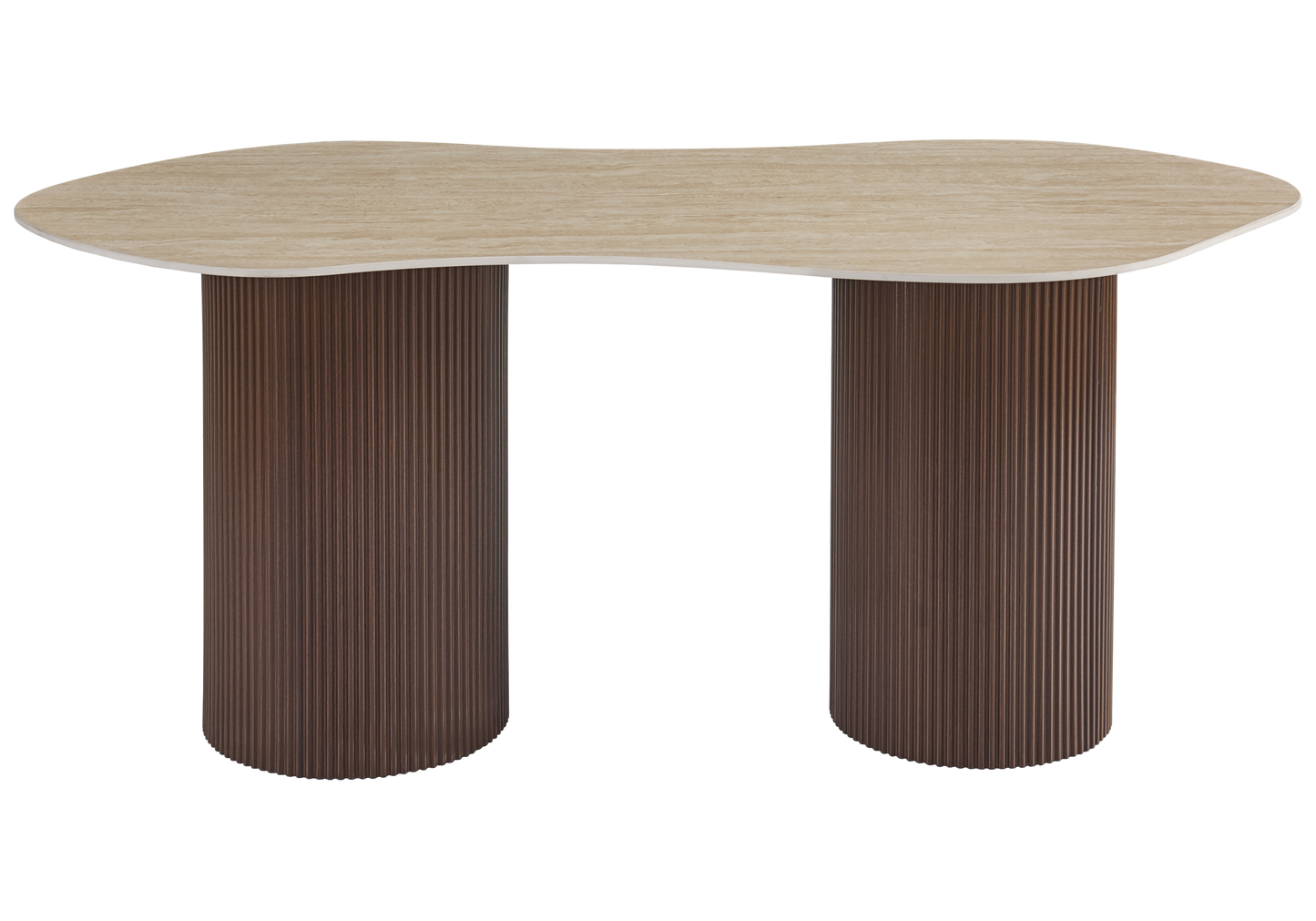 Table à manger minérale et pieds cannelés noyer - Venza