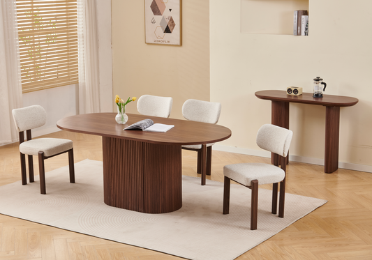 Ensemble table noyer et 4 chaises Japandi – Akira