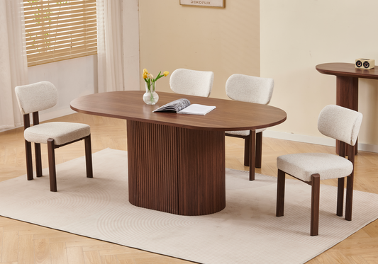 Table à manger ovale bois noyer Japandi – Akira