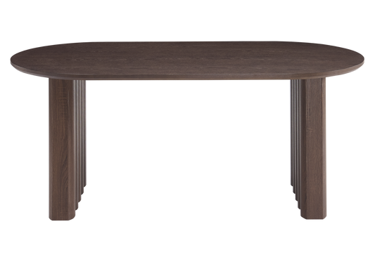 Table à manger ovale bois noyer cannelé - Sola