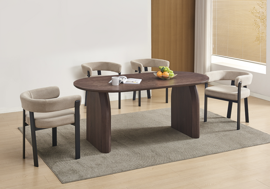 Table à manger ovale bois noyer foncé - Nael