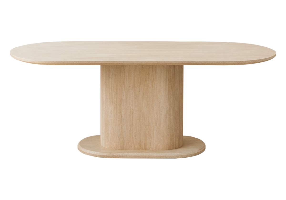Table à manger ovale effet travertin - Inaya