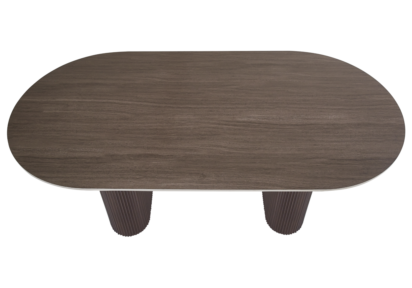 Table à manger ovale céramique effet bois noyer - Serena