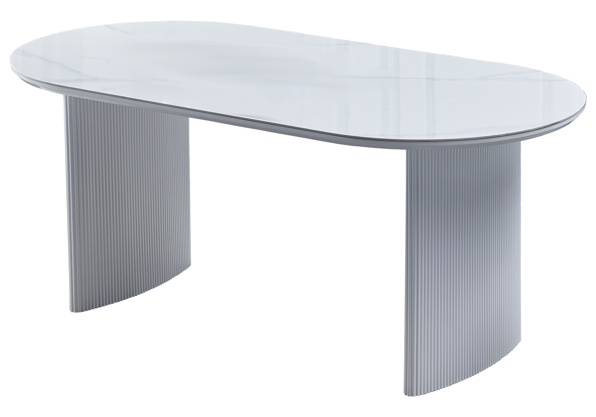Ensemble table marbre blanc et chaises dorés – Kara