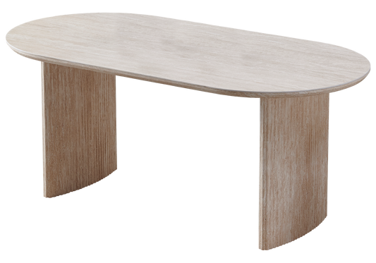 Ensemble table ovale travertin et chaises – Kara