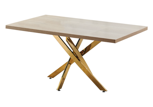 Table à manger et chaises dorées bois chêne - Joy