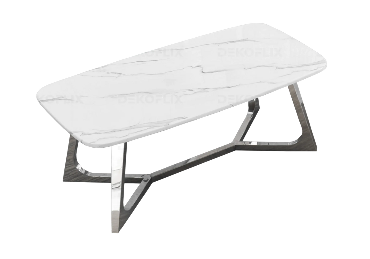 Table basse marbre blanc argent - Gaya