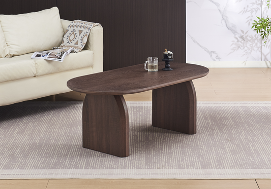 Table basse ovale bois noyer foncé - Nael