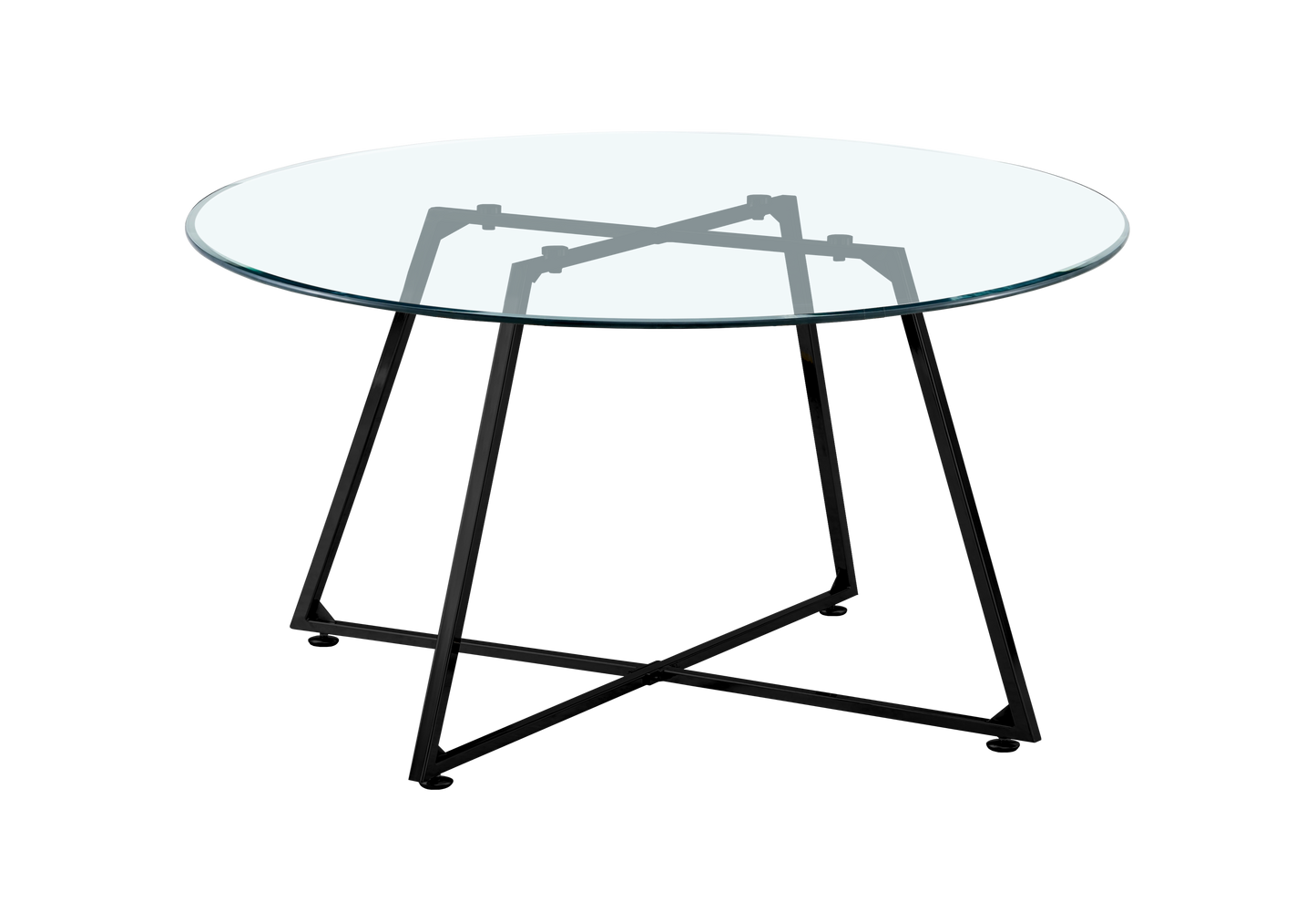 Table basse ronde verre trempé pieds noirs – Gina