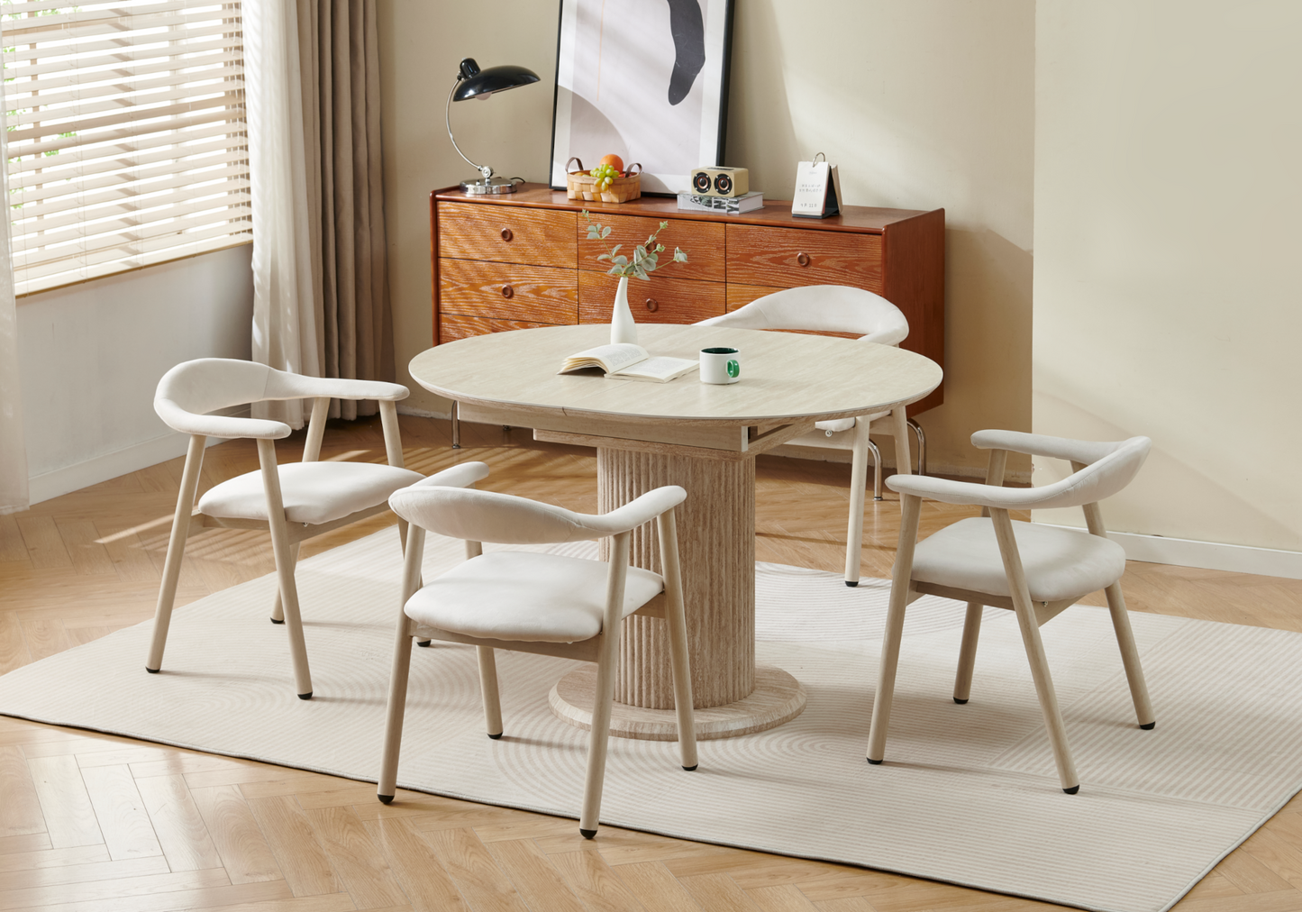 Table à manger extensible céramique travertin - Leon