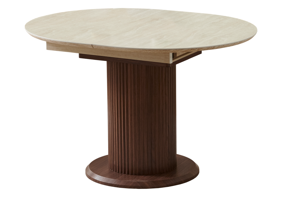 Ensemble table à manger extensible noyer et 4 chaises - Leon