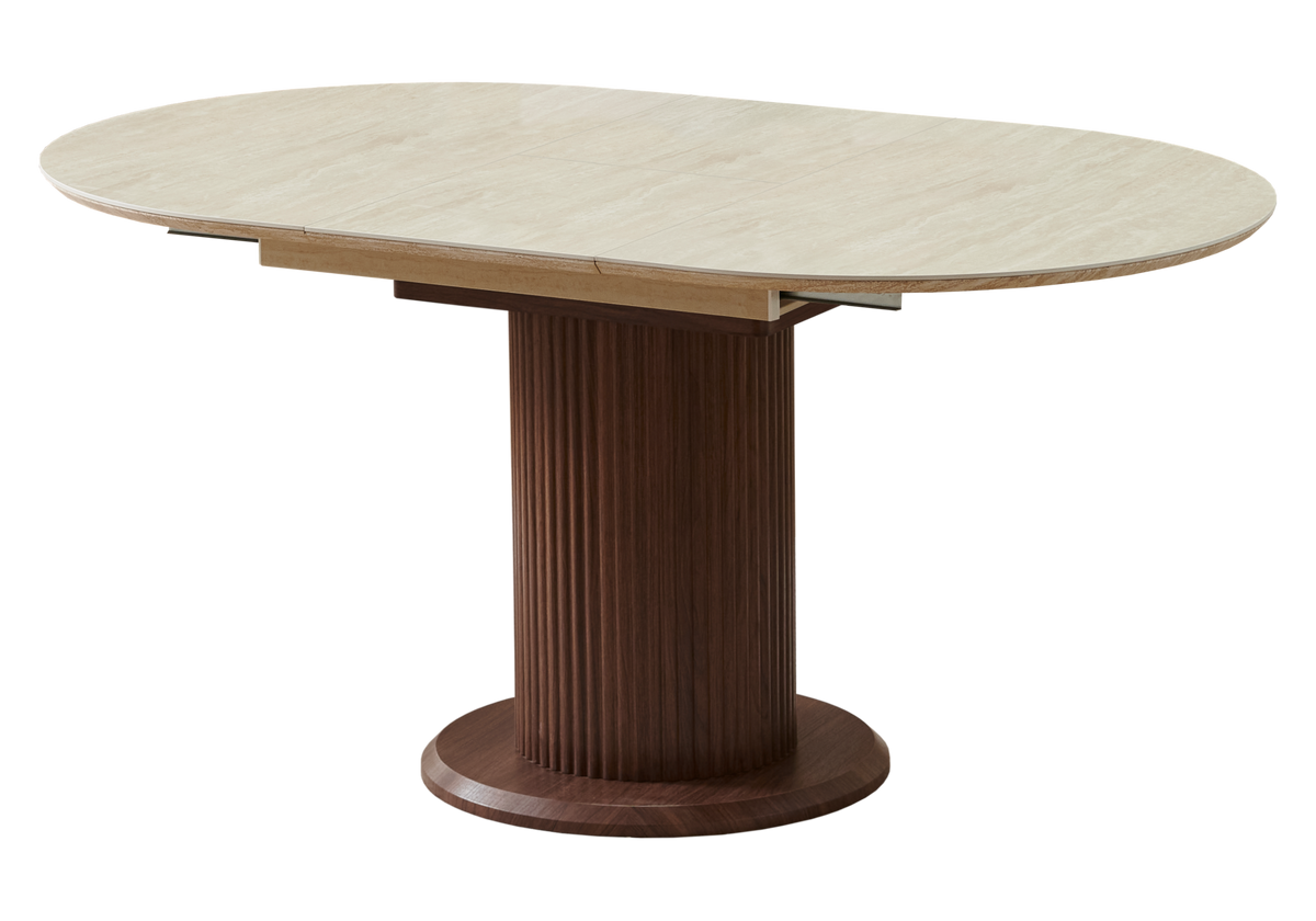 Ensemble table à manger extensible noyer et 4 chaises - Leon