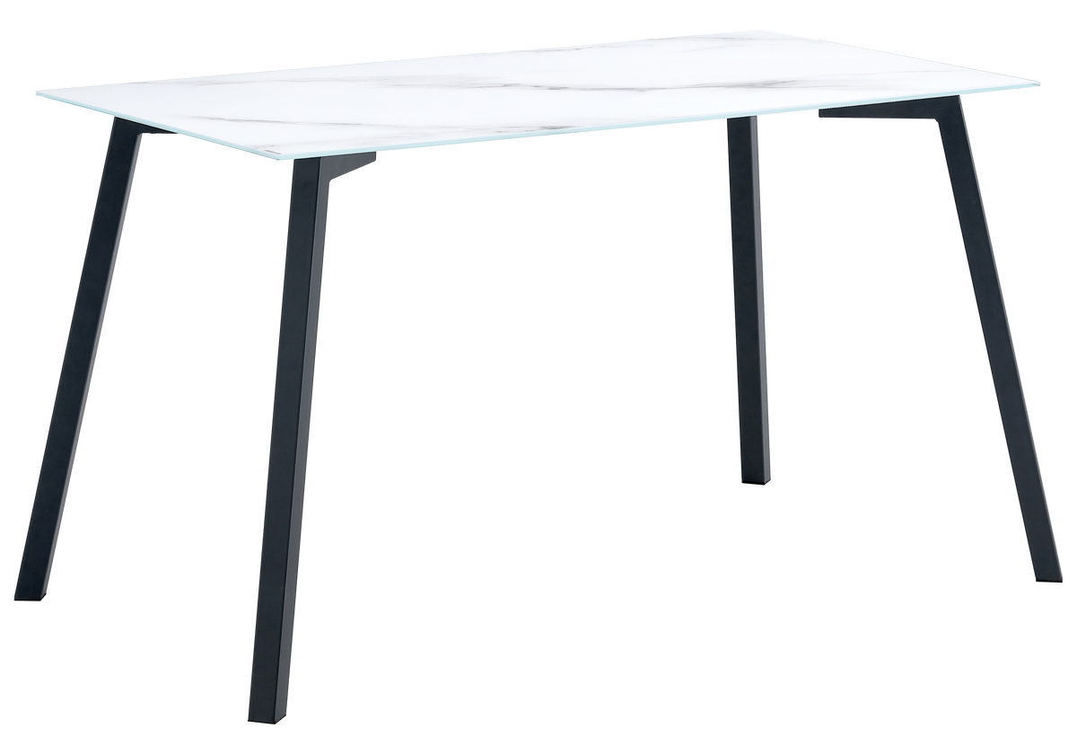 Table à manger marbre blanc pieds noir - Gina