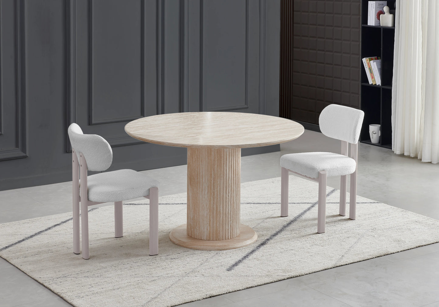 Chaises scandinaves tissu bouclé taupe – INAYA