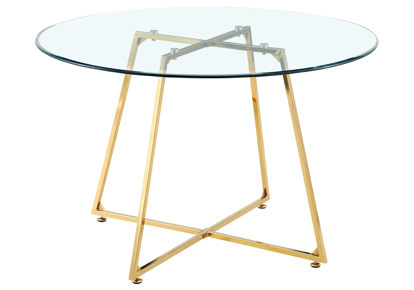 Table ronde verre trempé pieds dorés – Gina