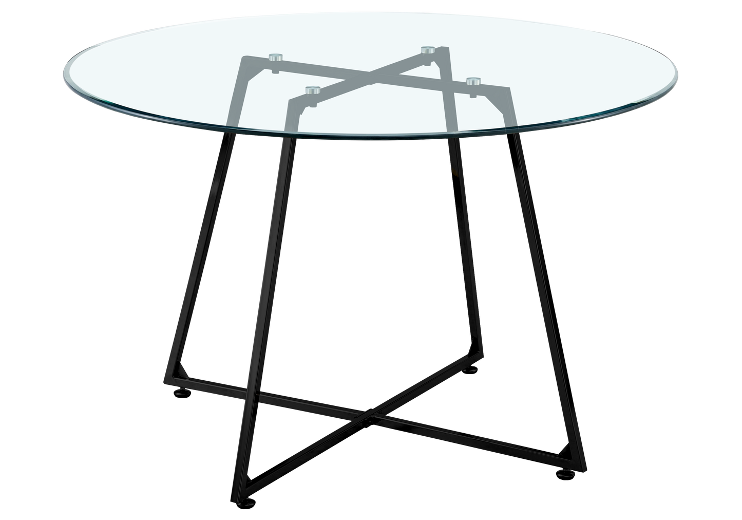 Table ronde verre trempé pieds noirs – Gina