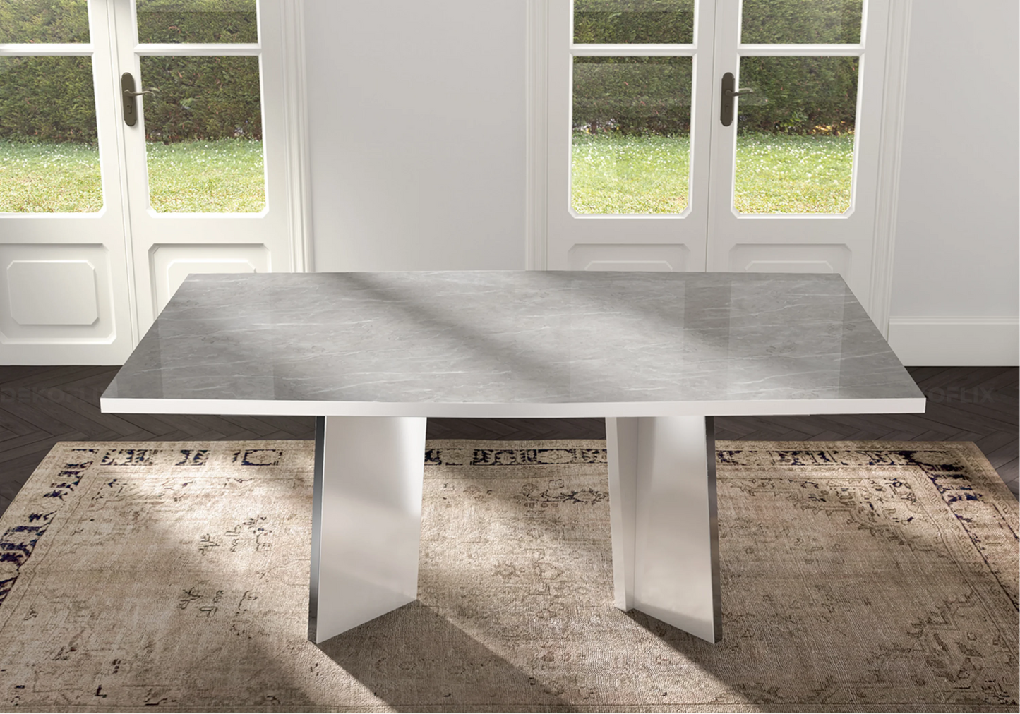 Table à Manger Marbre Gris - Élégante Collection Mara